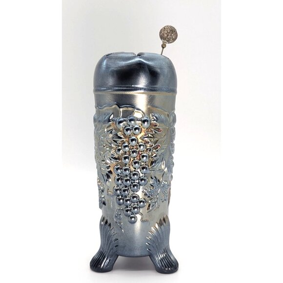 Unique Vintage Northwood Grape and Cable Cobalt Blue and Gold Art Glass Hatpin V - Picture 6 of 10